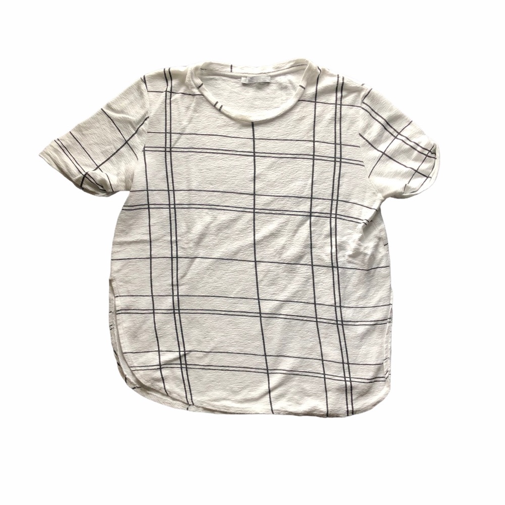 Zara Trafaluc White Grid Blouse